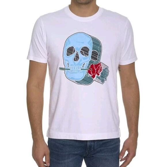 Robert Graham Men Roseland Short Sleeve Knit Graphic T Shirt In White Color 3XL - Picture 1 of 12